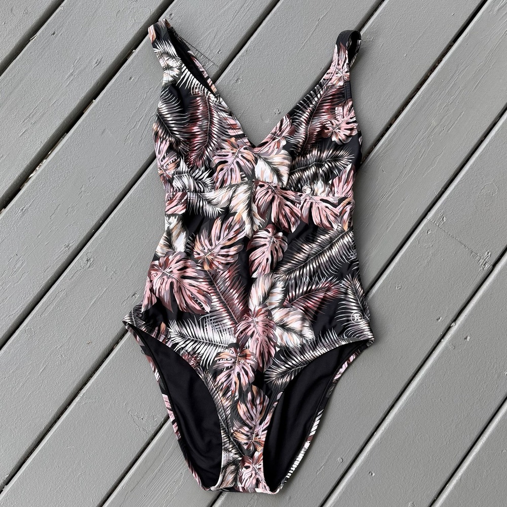 Hurley Womens One Piece Swim Suit Scatter Palm Print UPF 50+ With‎ Top Size XXL